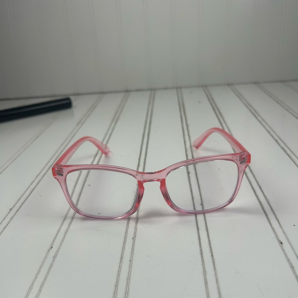 Women’s Pink Transparent Frame Rectangular Eyegla… - image 2